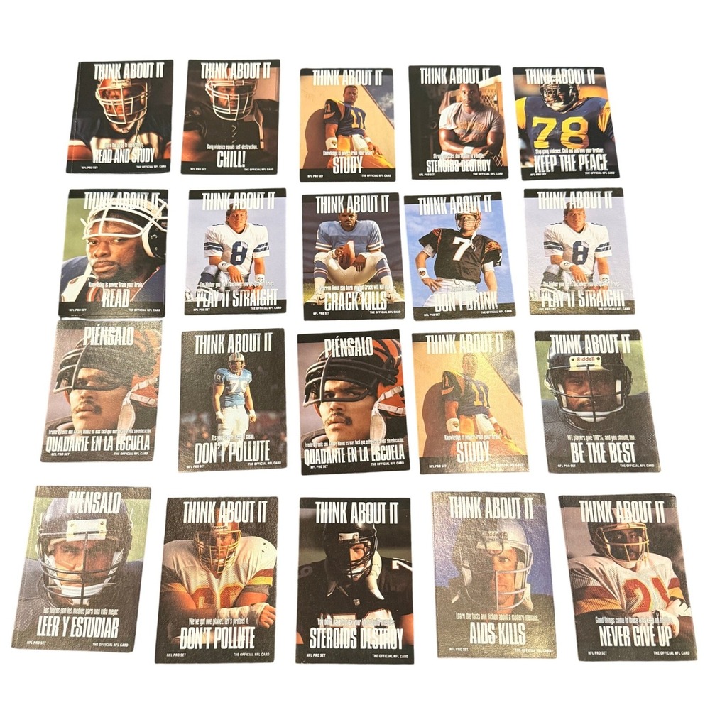 Pro Set Think About It NFL Trading Cards Lot PSA Message 1991 Vintage Football